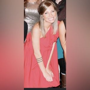 ASOS red asymmetrical ruffle one shoulder dress